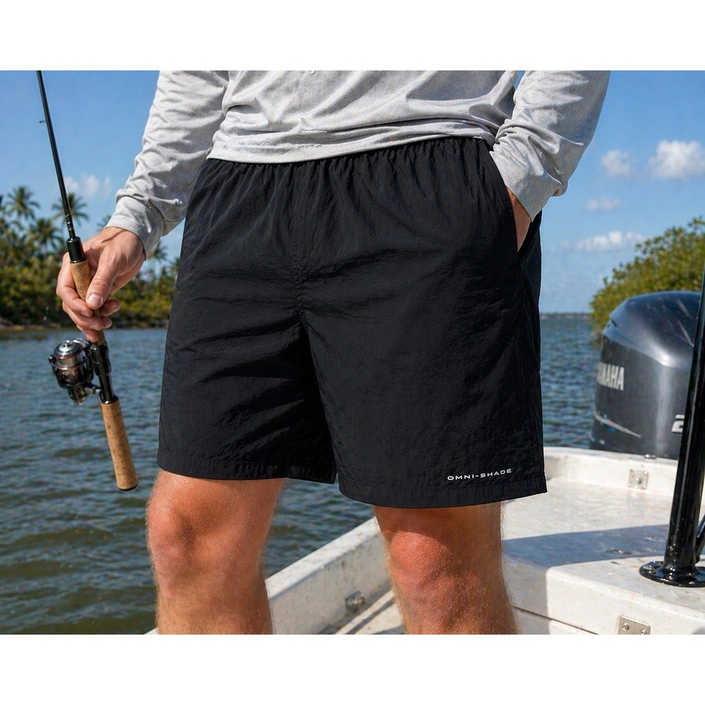 Columbia PFG Shorts Mens XXL Black Omni-Shade Fishing Swim Trunks Mesh Lined